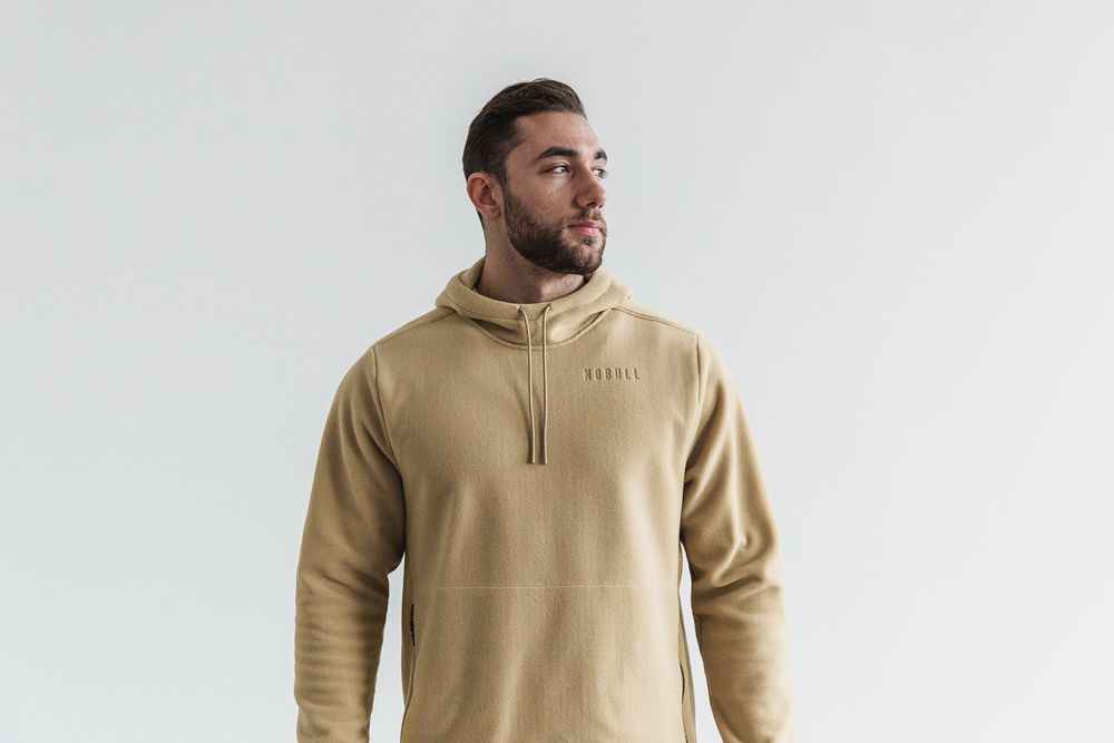 NOBULL Men's Arctic Pullover Hoodie - Beige - Ireland (5389IBGXZ)